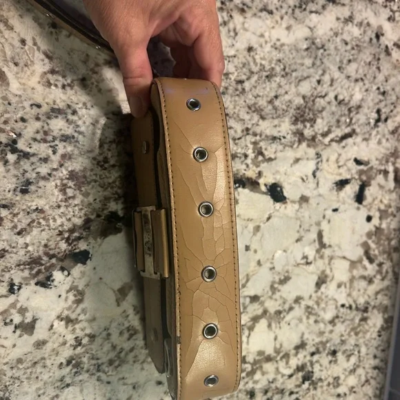Tan Leather Clutch with Silver Accents - Picture 4 of 7